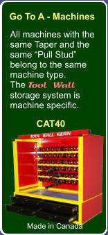 Go To A - Machines All machines with the same Taper and the same Pull Stud belong to the same  machine type. The Tool Wall storage system is machine specific. Made in Canada CAT40